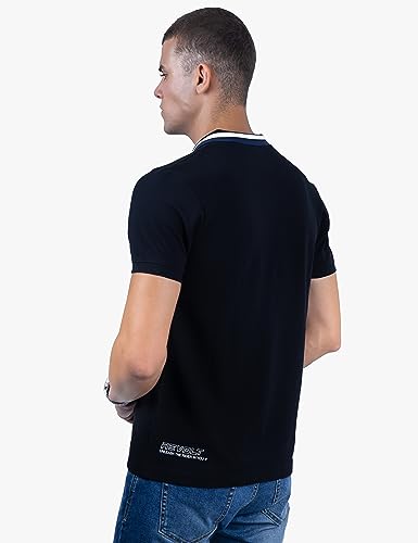 Image of Revolt Streetwear SINDICATE Men Revolt Men's 100% Cotton Polo T-Shirt - with Logo Branding (Jet Black, L)