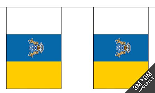 Flagtex Canary Islands Fabric Bunting – 9m with 30 Flags – Fabric for Indoor & Outdoor Use – String Flags Banners Canarian Spanish Spain Island Atlantic Regional