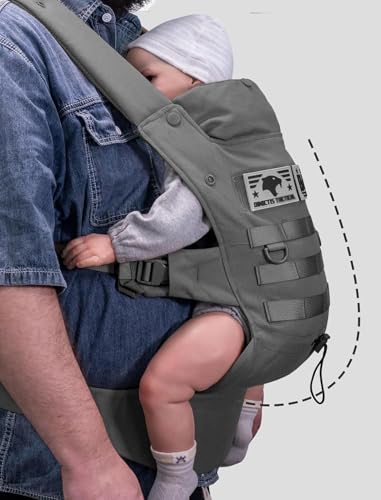 Image of Ergonomic Lumbar Support Baby Carrier for Infants to Toddlers (8-33 lbs), Cozy and Lightweight Military Baby Carrier for Plus Size Parents-Dark Grey