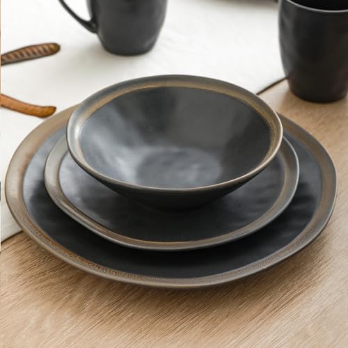 Image of Stone Lain Serafina Stoneware 16-piece Round Dinnerware Set, Grey