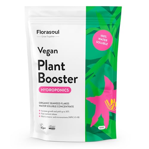 Florasoul® Engrais Hydroponique Bio Vegan Organique, 100% Soluble dans l'Eau, Très Concentré NPK 3-5-18, Jusqu'à 30% de Croissance et de Rendement...