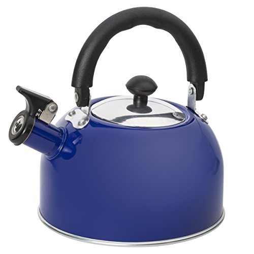 Flötenkessel aus Aluminium mit Sandwichboden Fassungsvermögen 2l blau Teekessel Wasserkessel Wasserkocher Flöte Pfeifenkessel