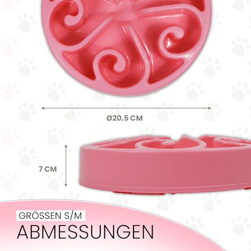 Eat Slow Live Longer Original Feeder S/M - Ø20,5 cm - Futternapf - Antischlingnapf Hunde - Schleckmatte Hund - Hundenapf - Slow Feeder für Hunde - rutschfest - Rosa