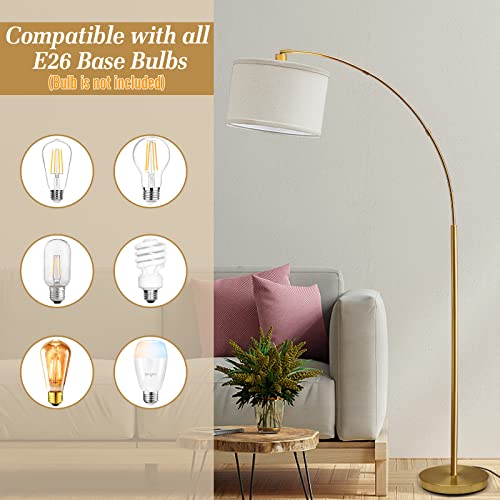 Luvkczc F-52008D Arc Floor Lamps For Living Room, Gold Modern Floor Lamp, Tall Pole Lamp With Foot Switch, Adjustable Hanging Drum Shade thumb #3