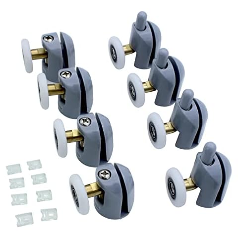 KEABATH 8pcs Shower Door Rollers, Shower Glass Rollers Shower Single Wheel Runner Pulleys, 25mm Wheels for Shower Enclosure, Shower Room, Shower Screen Parts Replacement Cover