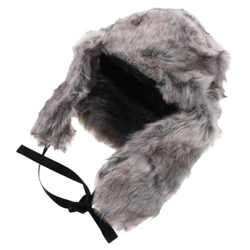 Bonnet trappeur unisexe taille unique avec doublure thermique et fausse fourrure