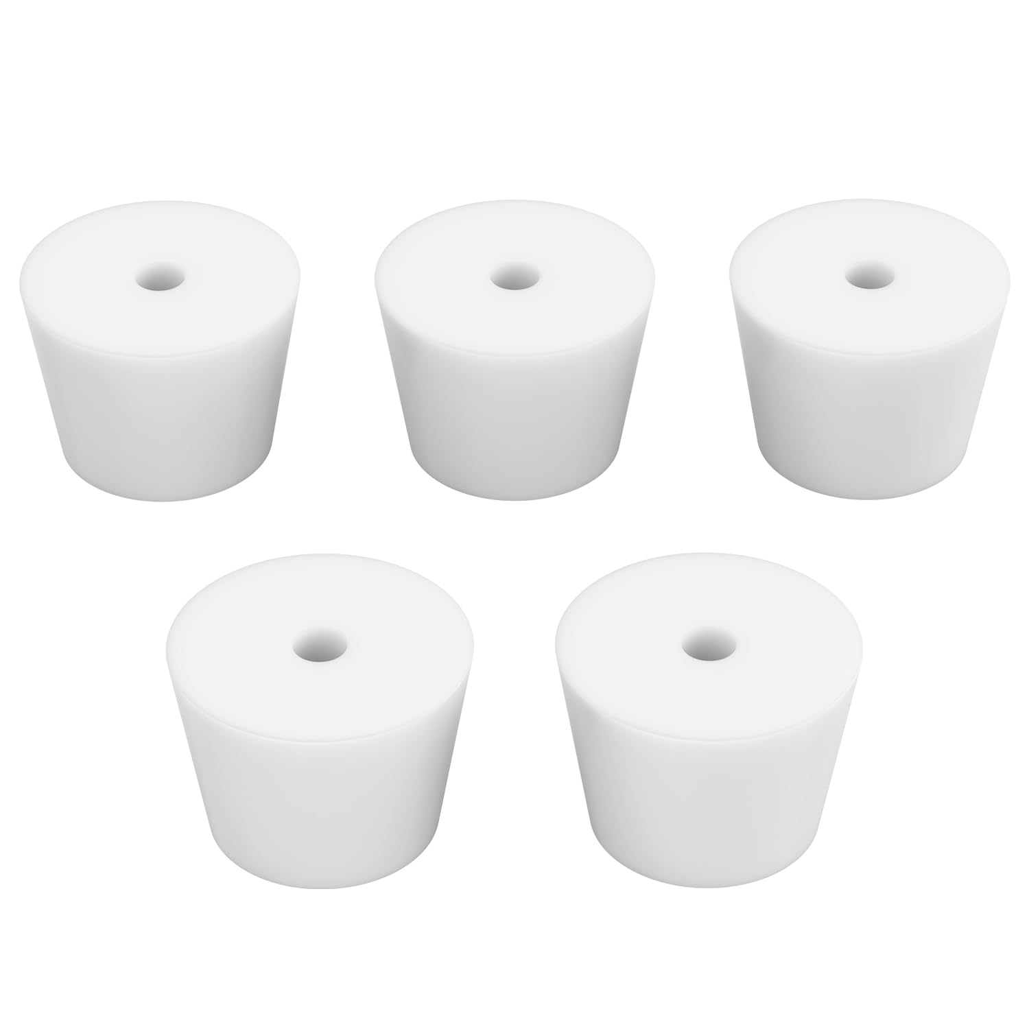stonylab Silicone Stoppers, 5-Pack Standard 8# Natural Silicone Stoppers with 8 mm Aperture Single-Hole