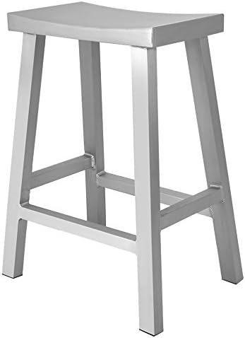 CHAIR DEPOTS Atlantic Aluminum Saddle Seat Counter Stool, Brushed Aluminum Finish
