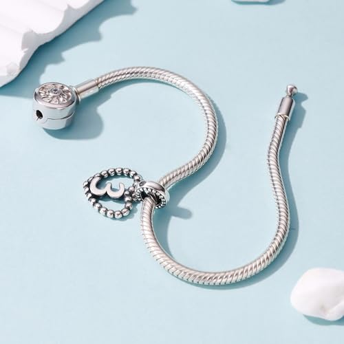 Image of 925 Sterling Silver Number Charm fits Pandora, Gift for Women