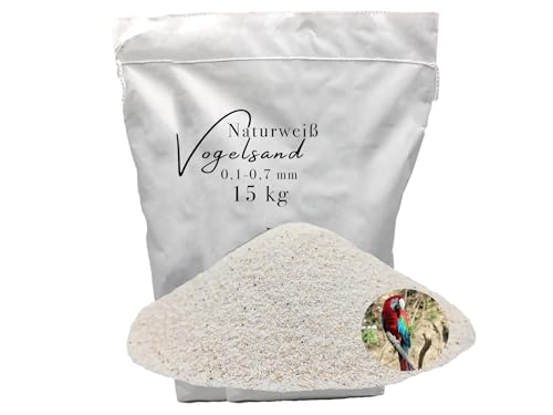 15kg Vogelsand 0,1-0,7 mm ohne Zusatzstoffe wie Anis und Grit weisser keimfrei qualitativ hochwertig Bodengrund für Käfige