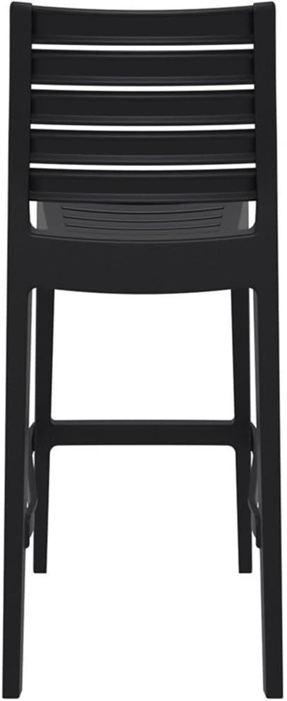 Pemberly Row 29.5" Outdoor Stackable Resin Bar Stool in Black - Set of 2