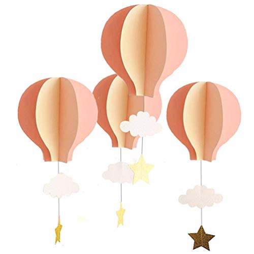 Image of AZOWA 8 Pcs Large Size Hot Air Balloon Hanging Decorations (Pink, 8 Pcs)