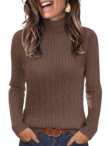 Image of ANFTFH Womens Turtleneck Sweater 2025 Ribbed Knit Top Pullover Sweaters