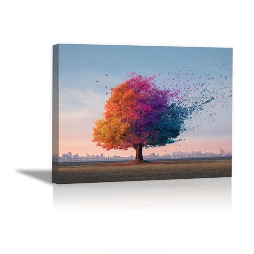 Tableau arbre arc-en-ciel pour illuminer un salon trop sombre