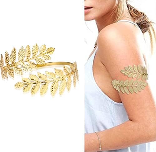 1 Pair Fashion Swirl Leaf Upper Arm Band Bracelet Armlet Cuff Open Bangle Armband Adjustable Hammered Wrap For Women Wedding Jewelry Accessories2