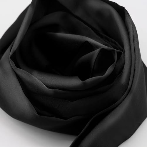 Long Satin Neckerchief Versatile Ribbon Tie Neck Scarf Solid Color Skinny Womens Tie3