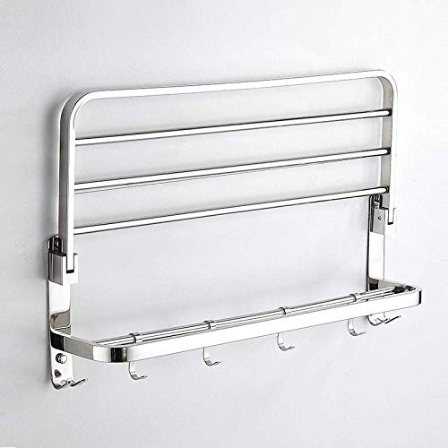 Porte-serviettes double couche pliable 60cm en acier inoxydable - 4