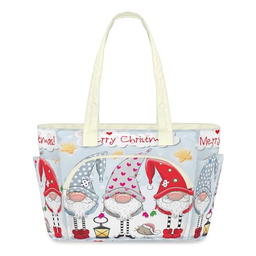 Sac fourre-tout matelassé nain de Noël pour femme grand format zippé