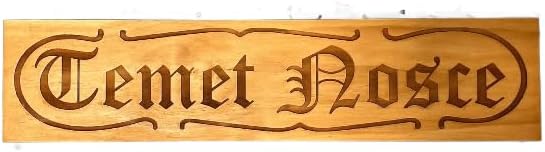 TEMET NOSCE "Know Thyself" in LATIN The Matrix Socrates Wisdom Sign Plaque Wooden Stained Engraved With Scrolls 24"