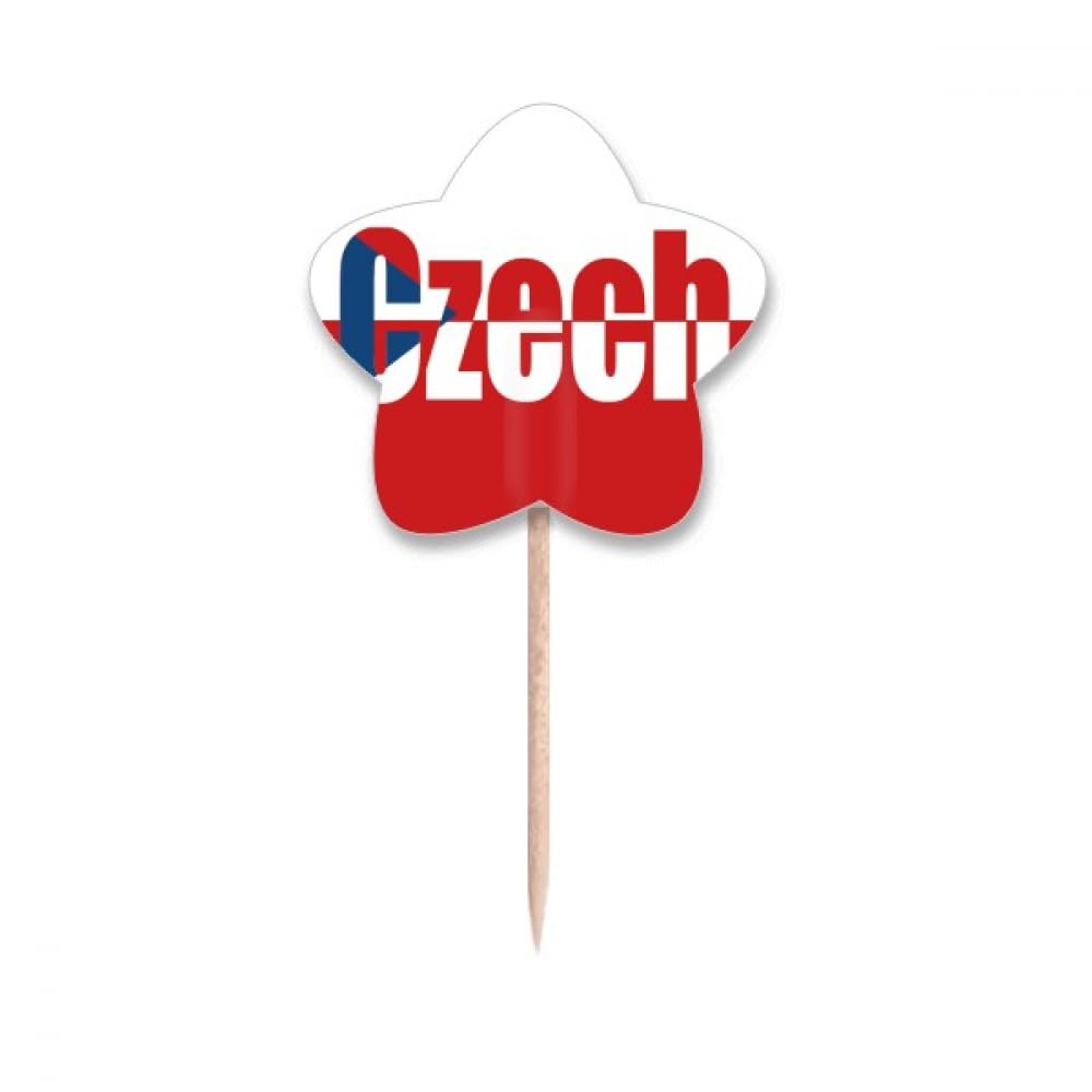 Drapeau tchèque cure-dents art déco étoile pour étiquette de buffet et décoration cupcake