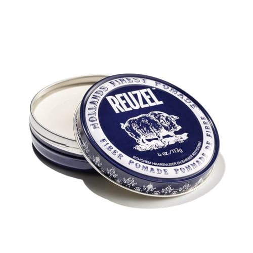 REUZEL Fiber Pomade, Firm and Pliable All Day Hold, Water Soluble Styling, Low Shine and Flake Free, Easy To Wash Out, For All Hair Types
