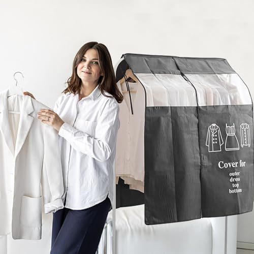 Schutzhülle für Kleiderständer, Abdeckung für Kleiderständer 120 × 120 cm Staubdichte Kleidersäcke Anti-Staub Abdeckung Staubschutz vor Feuchtigkeit Garderobenständer Schwarz