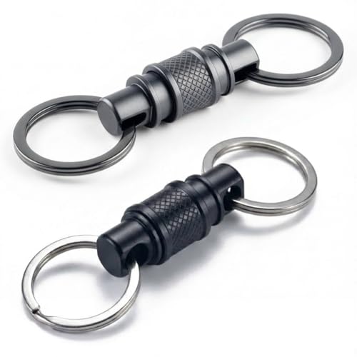 Stainless Steel Quick Release Keychain (2 Pack) - Swivel Key Organizer Key Chain - Heavy Duty Detachable Key Ring Quick Release System