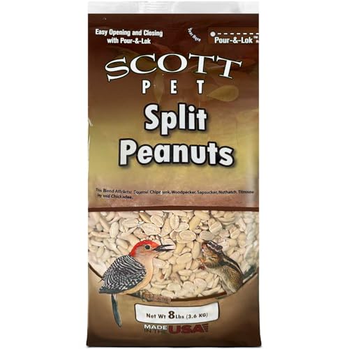 Scott Pet Wild Bird Seed, Peanuts Split (No Shell), 8 lbs Bag, Great Source of Protein and Fiber, Peanuts for Outside Wild Birds