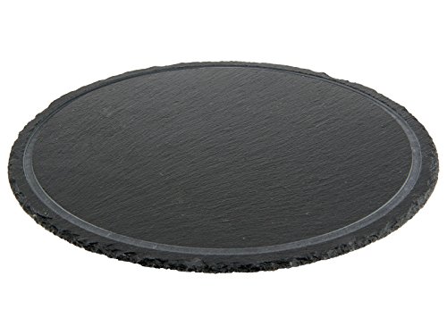 ILSA Piatto Piano Portata Tondo 33cm in Pietra Ardesia Naturale scanalatura