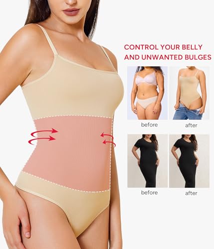 Image of Nebility Shapewear Bodysuits for Women - Tummy Control Square Neck Bodysuit Seamless Body Shaper