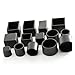 Tapas De Patas De Silla Tapas De Patas De Silla De Silicona Negras Tazas Almohadillas Muebles Cubiertas De Mesa Protectores De Piso FéRulas De PláStico-Negro_Cuadrado 20 * 20 Mm / 24 Piezas