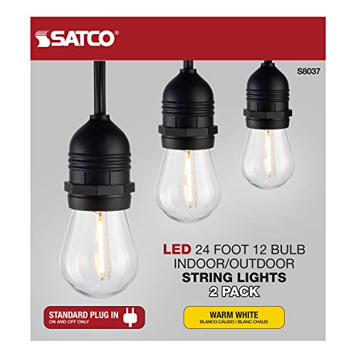 Satco S8037 LED Indoor/Outdoor String Lights, Black, S14 Bulbs, 24 Feet (Pack of 2) by Satco - Used condition - Image 3