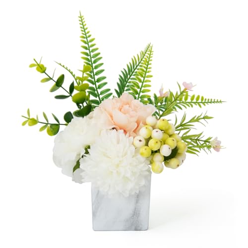 SWAVOKA Faux Hydrangea and Peonies Artificial Flowers in Vase for