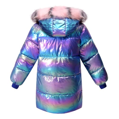Girl Waterproof Long Coat Winter Puffer Jacket Kid Metallic Shiny Hooded Clothes2