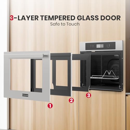 Image of GASLAND 24 Inch Electric Wall Oven, 2.6 Cu.ft, 11 Cooking Functions, 3100W | ETL Certified, 3D Heating, Convection Wall Oven with Rotisserie, Touch Control, Safety Lock, Built-in Oven, Stainless Steel