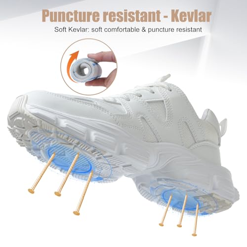 Image of Hogent Steel Toe Shoes for Women Men Wide Non Slip Composite Work Sneakers Indestructible Comfortable Safety Tennis Shoes Lightweight Breathable Construction Sneakers Puncture Proof Ergonomic Design
