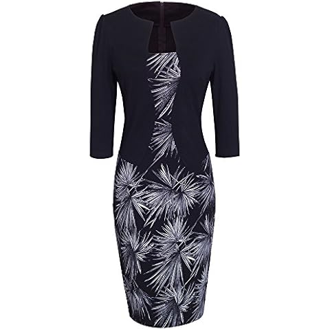 HOMEYEE Women's Vintage Colourblock Pencil Dress Cover