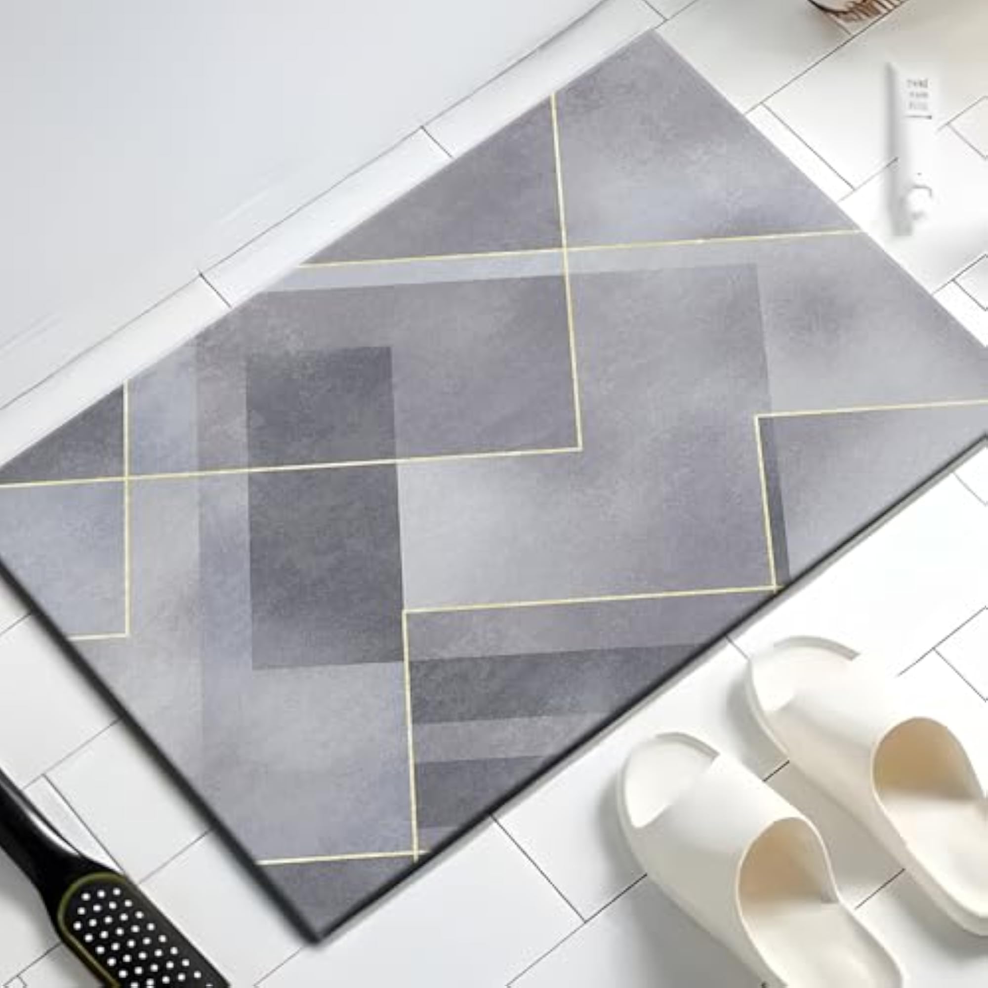 Polyester Rubber Bathroom Mat, Anti-Skid