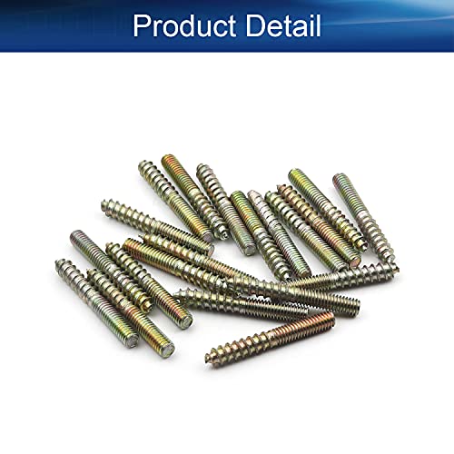 Image of M4x30mm Zinc Plated Carbon Steel Double Headed Hanger Bolts 1.18 inch Length Self Tapping Screw for Furniture Installation Bronze Tone 20Pcs
