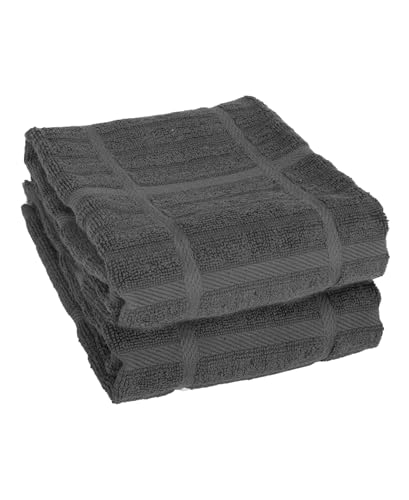 All-Clad Solid Kitchen Towels: Highly Absorbent, Super Soft Long Lasting - 100% Cotton, 17'x30' Tea Towels for Cleaning & Drying Dishes, Pans, Glassware, or Countertops, (2-Pack), Pewter