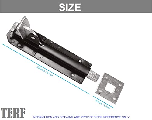 TERF® Heavy Duty Foot Operated Gate Door Bolt 200mm (8 inch) Including Fixing Screw Black Foot Operated Door Gate Bolt For Garage Door Garden Gate Lock Shed and Multi Purpose Use - Image 3