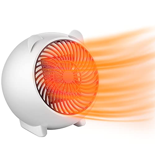 Greentainer 500W Electric Space Heaters , Cute Mini Desk Air Heater Auto Safety Shut-Off System, Quiet And Portable For Office Bedroom Use Great Chritmas Gift #TOP4