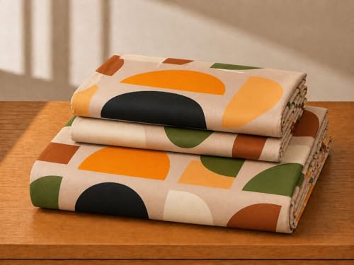 Image of Castiqa Elastic Fitted Supersoft Premium Brushed Cotton 200TC Double Bedsheets King Size 78x72 Inch with 2 Pillow Covers (Fits Upto Mattress of 10 Inches) (Orange)