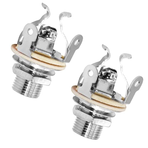 2 Pack Multi-Contact 1/4' Mono Guitar Output Jack for Optimal Signal, Tone & Lowest Possible Noise, Silver