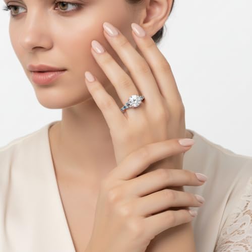 Image of Choose Your Gemstone Round Split Halo Pave Diamond CZ Ring Rose Gold Plated Round Shape Halo Engagement Rings Matching Jewelry Wedding Jewelry Easy to Wear Gifts US Size 4 to 12