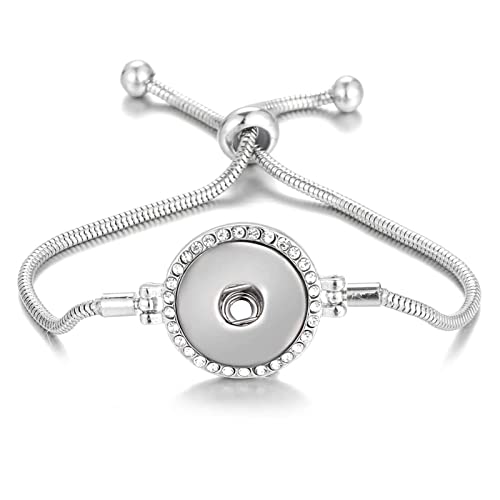 1 Packung Druckknopf-Armband Einstellbar austauschbares Druckknopf-Armband Strass-Armband Fit Standardgröße DIY Schmuck - Silber C Cover