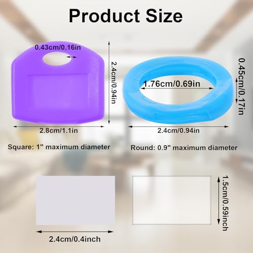 Andibro 80 Stück Silikon Schlüsselkappen, Farbige Schlüsselabdeckungen mit 40 Stück Etikett Rund Und Eckig Schlüssel Kappen Flexible Key Caps mit Abdeckungen Tags Türschlüssel Identifikationshülse