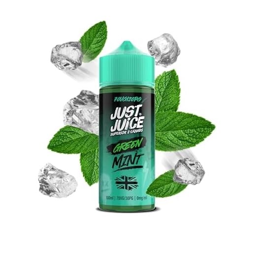 Just Juice 70/30 Vape Liquid with, 100ml 0mg Green Mint Vape Juice, E liquid for E-Cigarette, Nic Free Eliquid, Vaping Liquids, 70VG 30PG