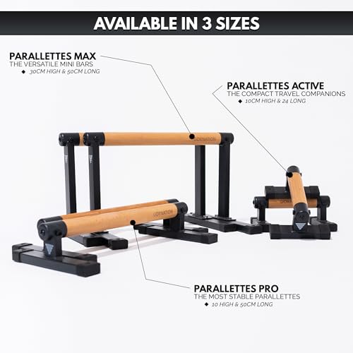 GORNATION® Parallettes in 3 different Sizes | Calisthenics Equipment for Handstands, Push-Ups & more | Optimal Stands for Fitness at Home & Outdoor with Wooden Handles/Bars - Image 6