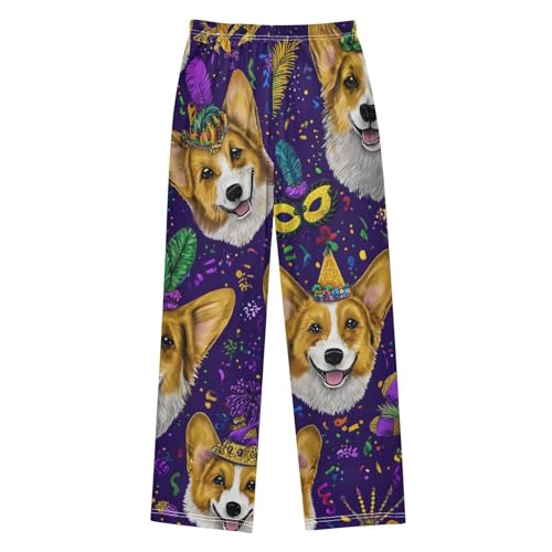 Corgi Dog Jester Hat Boys Long Pants Soft Trousers Elastic Waist Kids Lounge Bottoms with Pockets S-XL2